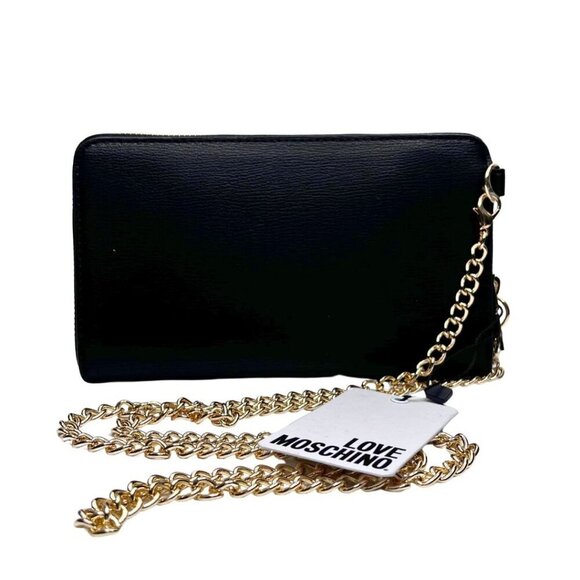 NWT LOVE MOSCHINO BLACK FAUX LEATHER GOLD CHAIN CROSSBODY BAG - OS - Picture 2 of 12